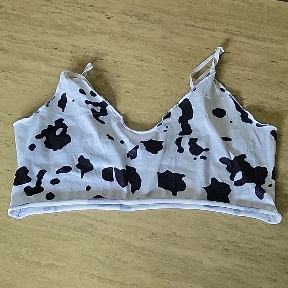 Cowprint cropped tank top